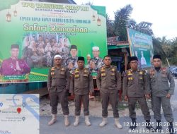 Pastikan Keamanan Bupati Kampar, Satpol-PP Kampar Lakukan Penjagaan Safari Ramadhan di Muara Jalai